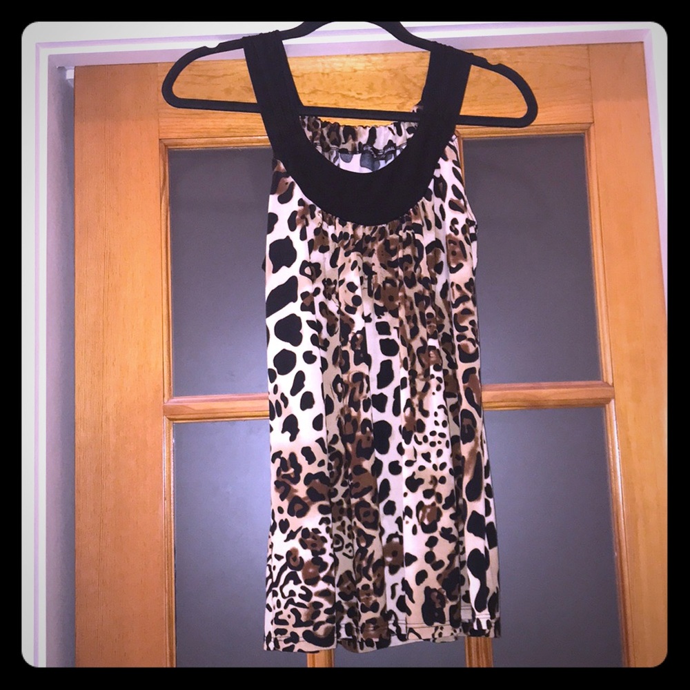 Leopard print dressy tank top